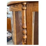 Oak Curved Glass Display Curio Cabinet with Shelves