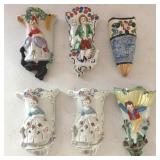 Set of 6 Vintage Made in Japan Decorative Wall Pockets