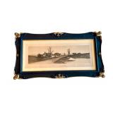 Restful Twilight Etching by Ernest E. Rost in Ornate Black and Gold Frame