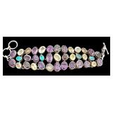 Amethyst, Citrine, and Blue Topaz Gemstone Sterling Silver Bracelet