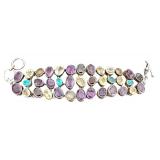 Amethyst, Citrine, and Blue Topaz Gemstone Sterling Silver Bracelet