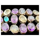 Amethyst, Citrine, and Blue Topaz Gemstone Sterling Silver Bracelet
