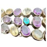 Amethyst, Citrine, and Blue Topaz Gemstone Sterling Silver Bracelet