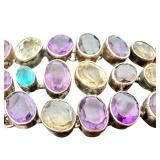 Amethyst, Citrine, and Blue Topaz Gemstone Sterling Silver Bracelet