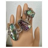 Abalone Shell and Sterling Silver Panel Bracelet