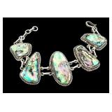 Abalone Shell and Sterling Silver Panel Bracelet