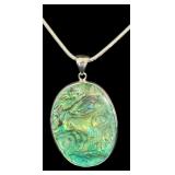 Sterling Silver Necklace with Abalone Shell Oval Pendant