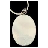 Sterling Silver Necklace with Abalone Shell Oval Pendant