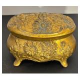 Set of 3 Antique Ornate Jewelry Casket Boxes with Floral Design