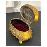 Set of 3 Antique Ornate Jewelry Casket Boxes with Floral Design