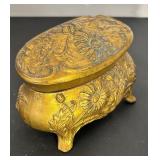 Set of 3 Antique Ornate Jewelry Casket Boxes with Floral Design