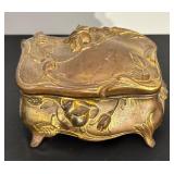 Set of 3 Antique Ornate Jewelry Casket Boxes with Floral Design