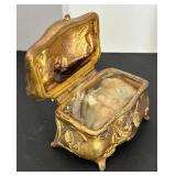 Set of 3 Antique Ornate Jewelry Casket Boxes with Floral Design