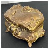 Set of 3 Antique Ornate Jewelry Casket Boxes with Floral Design