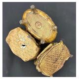 Set of 3 Antique Ornate Jewelry Casket Boxes with Floral Design