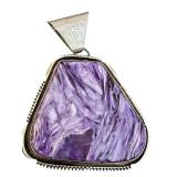 Sterling Silver Charoite Pendant with Large Bail
