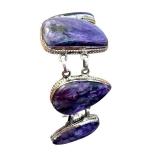 Sterling Silver and Charoite Adjustable Bracelet 