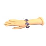 Sterling Silver and Charoite Adjustable Bracelet 