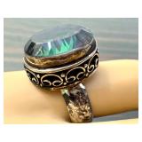 Vintage Mystic Topaz Statement Ring with Ornate Band