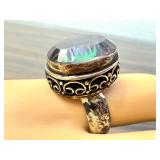 Vintage Mystic Topaz Statement Ring with Ornate Band