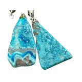 Blue Agate Stone Bolo Tie with Braided Cord