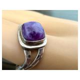 Sterling Silver Ring with Charoite Stone, Size 7