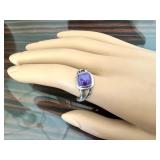 Sterling Silver Ring with Charoite Stone, Size 7
