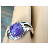 Sterling Silver Ring with Charoite Stone, Size 7