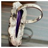 Large Dyed Lace Agate Statement Ring Size 8
