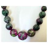 18" Beaded Ruby Zoisite Necklace with Graduated Faceted Beads