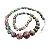 18" Beaded Ruby Zoisite Necklace with Graduated Faceted Beads