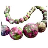 18" Beaded Ruby Zoisite Necklace with Graduated Faceted Beads