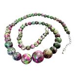18" Beaded Ruby Zoisite Necklace with Graduated Faceted Beads