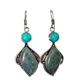 Sterling Silver Dangle Earrings with Turquoise and Green Gemstones
