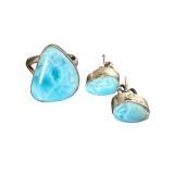 Larimar Sterling Style Ring Size 7 and Earrings Set