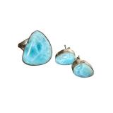 Larimar Sterling Style Ring Size 7 and Earrings Set