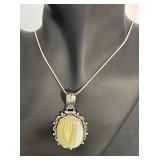 Sterling Silver Necklace with Agate Pendant