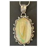 Sterling Silver Necklace with Agate Pendant