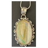 Sterling Silver Necklace with Agate Pendant