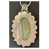 Sterling Silver Necklace with Agate Pendant