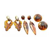 Vintage Tortoise Shell Style Earrings Set of 3 Pairs