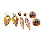 Vintage Tortoise Shell Style Earrings Set of 3 Pairs