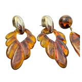 Vintage Tortoise Shell Style Earrings Set of 3 Pairs