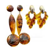 Vintage Tortoise Shell Style Earrings Set of 3 Pairs