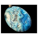 Blue Dyed Lace Agate Pendant with Unmarked Toggle, 2 Inch
