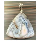 Lace Agate Pendant with Decorative Toggle