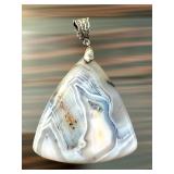 Lace Agate Pendant with Decorative Toggle