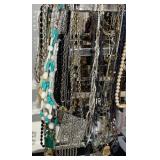 Large Group of Assorted Costume Necklaces with Stand
