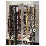 Large Group of Assorted Costume Necklaces with Stand