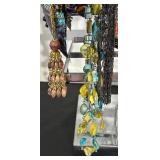 Large Group of Assorted Costume Necklaces with Stand
